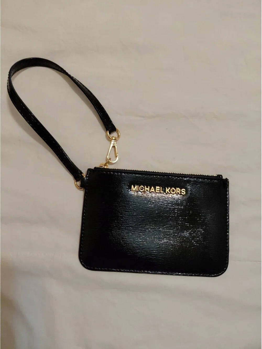 Michael Kors Black Textured Patent Leather Wristlet Wallet 4